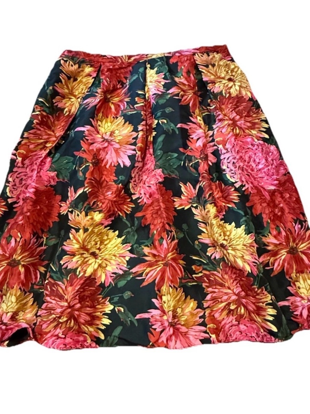 Talbots Silk Skirt Womens 12 Floral Pleated Flowy Festival Romance Feminine Pink